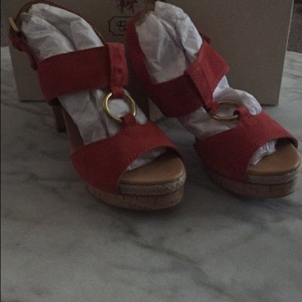 Coach open toe platform heels